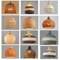 Lampe LED minimaliste en bois Restaurant Salon Lustre en rotin Art Suspension en bambou