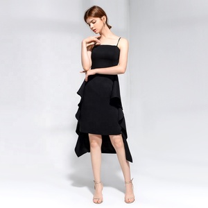 Moda europea y americana vestidos 2019 <span class=keywords><strong>mujer</strong></span> Chic de plisado sin mangas Irregular Vestido largo de las mujeres - Product Image 5