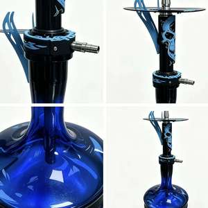 Portable Stainless Steel Hookah Single Hose Desktop Shisha Kit Mirror Finish Blue Gift Bar Use - Product Image 2