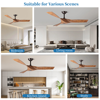 Ventilateur de plafond moderne et simple de 52 pouces, silencieux, 6 vitesses, télécommande, pales en ABS, moteur DC en cuivre, corps de lampe en plastique, pour la maison et le bureau