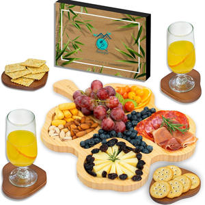 Nouvelle assiette à fromage en bois durable de qualité alimentaire écologique avec poignée, sous-verres personnalisables multi-usages, plateau en bois pour salade, sushi - Product Image 1