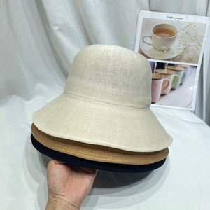 Elegante cappello da secchio in cotone-lino-Design per il tempo libero e funzione di ombreggiatura del sole, perfetto per abiti Casual - Product Image 1