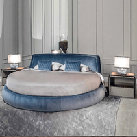 Lit plateforme rond en bois pour chambre à coucher, design moderne et confortable, taille king ou queen