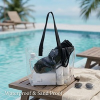 Sac de courses en PVC transparent réutilisable, sac fourre-tout transparent, sac de transport imperméable pour épicerie, plage, cadeau, logo personnalisé