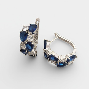 Elegantes Pendientes de Aro de Lapislázuli Azul, Plata 925, Chapados en Oro, Joyería para Mujer, Cristales, Accesorio para Fiesta - Product Image 4
