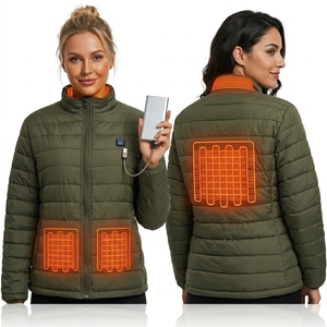 Custom Olive Green Hunting 5V Warming <strong>Smart</strong> Heating Windproof <strong>Mens</strong> 5 Zones USB Winter Heated <strong>Jacket</strong> <strong>Mens</strong> - Product Image 2