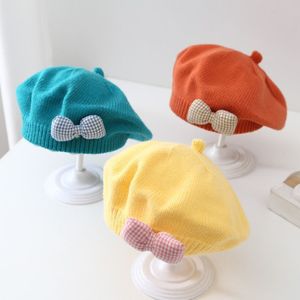 Béret pour enfants, chapeau pour bébé fille, style coréen, respirant, chaud, coupe-vent, en laine tricotée, chapeau de peintre, printemps et automne - Product Image 5