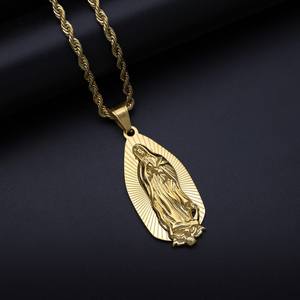 Hip Hop religieux vierge marie chrétien étanche sans ternissement en acier inoxydable bijoux pendentif colliers pour homme hommes mâle - Product Image 5