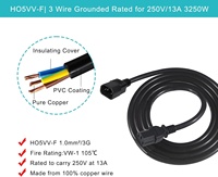 Câble d'alimentation d'extension robuste de 2 m, IEC C14 vers C13, calibre 1,0 mm², noir, pour PC, serveur, bouilloire, équipement industriel
