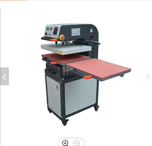 40*50cm semi-auto flatbed dual station heat press machine for cloth sleeve pant hoodie t-shirt fabric double fusion hot pressed