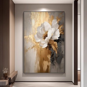 Décoration d'intérieur, <span class=keywords><strong>couteau</strong></span> moderne, art mural abstrait 3D, fleurs blanches, <span class=keywords><strong>peinture</strong></span> <span class=keywords><strong>acrylique</strong></span> texturée, peintures murales - Product Image 2