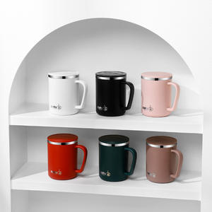 كوب قهوة لطيف من الفولاذ المقاوم للصدأ بسعة 480 مل بتصميم عصري، كوب مكتبي بمقبض لهدايا الأعمال، زجاجة مياه وحليب للطلاب - Product Image 1