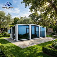 Estudio de Jardín Prefabricado con Estructura Blanca y Cristal de Piso a Techo, Módulo Moderno para Patio Trasero, Oficina ADU con Baño Completo y Cristal Azul