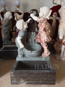 Petit mur <span class=keywords><strong>de</strong></span> boisson sculpté à la main, <span class=keywords><strong>fontaine</strong></span> d'eau en marbre avec Statue <span class=keywords><strong>de</strong></span> Cherub en pierre, prix bon marché - Product Image 2