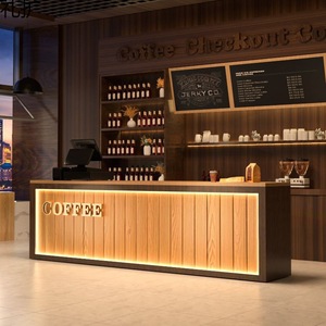 Moderno diseño personalizado de madera cafetería tienda muebles dulces hornear Donut tienda exhibición moderna cafetería <span class=keywords><strong>Bar</strong></span> mostrador vitrinas - Product Image 3
