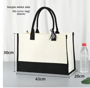 Bolso de Mano Impermeable de Lona Personalizada con Diseño de Letras Iniciales con Dos Asas para Mujer, Bolsa de Compras al Aire Libre - Product Image 5
