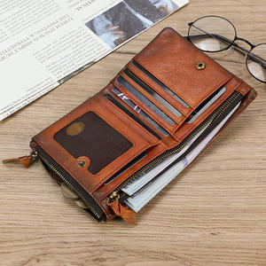 AndoBag Retro Short <b>Wallet</b> for <b>Men</b> Genuine Cow Leather Man Card Holder <b>Slim</b> Zipper Coin Purse 1390 - Product Image 4