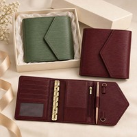 Hongbo penjualan terbaik A7 dompet Binder kulit Luxe kedap uang sebagai penyusun uang dengan daun terbang tersedia
