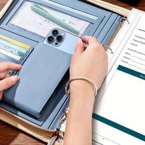 Regalos Empresariales Promocionales, Portafolio Profesional de Cuero A4 con Logotipo Personalizado, Organizador con Cierre, Multifuncional, Serigrafía - Product Image 6