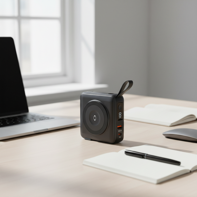 Magnetic Wireless Power Bank with Built-in Type-C Cable, 3-in-1 Fast Charging for Phone, Watch & Earbuds Portable