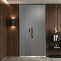 Porte d'entrée de villa en aluminium moulé avec serrure et poignée, finition personnalisée pour les revendeurs étrangers