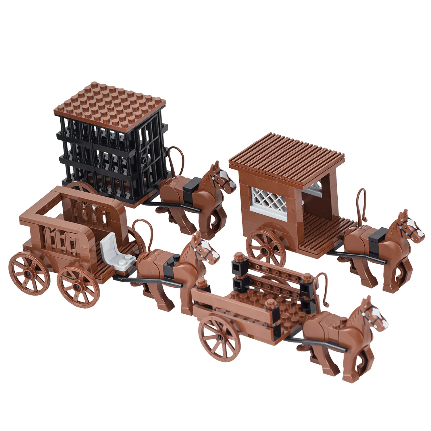 MOC0095 Mittelalter licher Transport wagen Gefangener Antiker Wagen Militär basis Zubehör Militärs erie DIY Bausteine Kinderspiel zeug