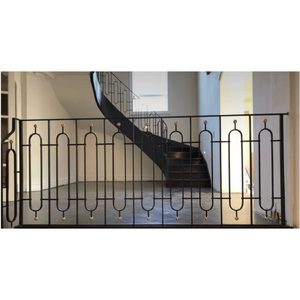 Rampe d'escalier moderne en fer forgé, balustrade au design géométrique, panneau métallique minimaliste, décoration intérieure durable, fixation au sol - Product Image 3