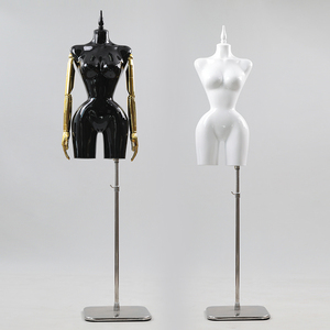 Mannequin <span class=keywords><strong>Femme</strong></span> Courbes BBL Demi-<span class=keywords><strong>Buste</strong></span> Forme Robe Taille S Hancches Poitrine Torse Féminin Support Doré Présentoir Vitrine - Product Image 1