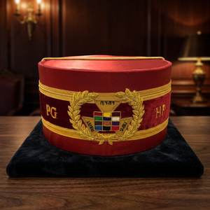 Corona de Capítulo del Arco Real de los Antiguos Magos Grandes Sacerdotes con Bordado a Mano de Hilo Rojo - Product Image 1