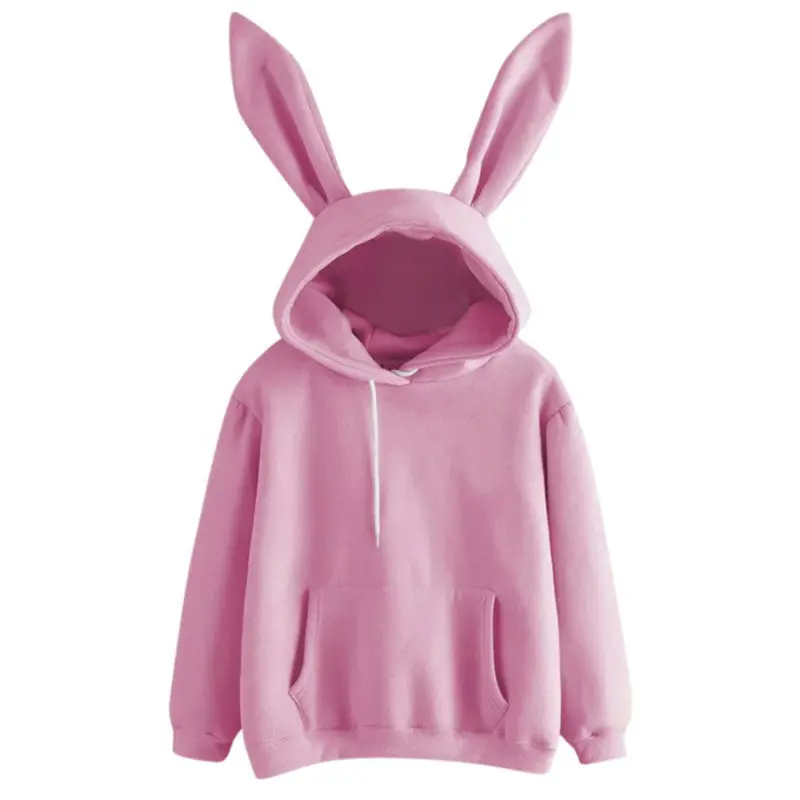 उच्च गुणवत्ता महिलाओं hoodies और स्वेटर शर्ट कान कस्टम खरगोश कान के साथ हूडि Hoodies