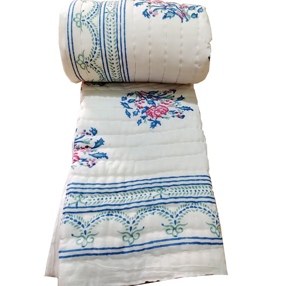 बिक्री के लिए सफेद हस्तनिर्मित रजाई कपास हल्के Bedspreads के लिए जुड़वां आकार सर्दियों भारत में ऑनलाइन दुकान