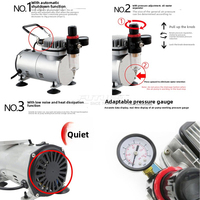 Kit professionnel d'aérographe sans fil avec onduleur, pompe à air silencieuse portable sans huile, alimentation par gravité et siphon