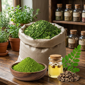 Poudre d'extrait de feuilles de Moringa, mélange super-alimentaire pour smoothie, poudre verte, complément végétalien, emballé sous vide - Product Image 2