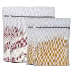 Durable Honeycomb Soft Mesh Laundry Bags Sturdy Zipper for Clothes Shoes Travel-Foldable Large Capacity Polyester Washing <b>Net</b> - Product Image 1