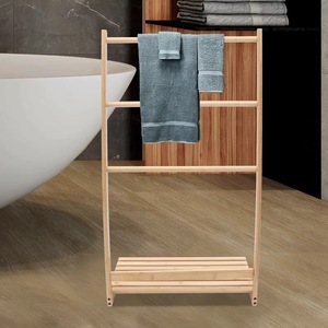 Bamboo Towel Rack 3 Bars Organizer <b>Shelf</b> For Bathroom Storage - Product Image 3