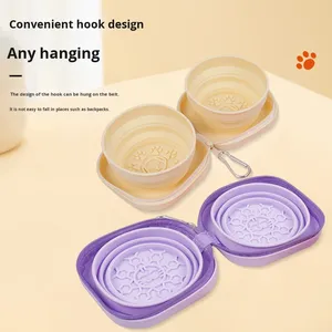 Nouveau bol pliant en silicone 2 en 1 pour animaux de compagnie avec fermeture à glissière pour le transport en plein air du bol d'alimentation pour chat et chien - Product Image 2