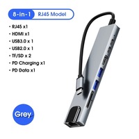 8 in 1 USB C HUB Tipe C ke USB 3.0 Hub Splitter 100W PD Charge RJ45 Lan Adapter 4K HDTV untuk Macbook Hub Docking Station