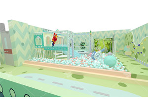 Parc de trampoline intérieur vert Pokiddo personnalisé de 400 m² comprenant une aire de jeux souple, une piscine à balles, un saut, un toboggan au néon - Product Image 2