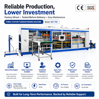 Machine professionnelle d'occasion pour la fabrication de contenants alimentaires en plastique, thermoformage sous vide à trois stations, PP PET, haute production, utilisation facile, CE