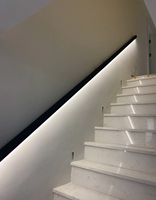 Système de garde-corps en verre en U personnalisable et moderne avec éclairage LED intégré, en acier inoxydable et aluminium durable, certifié ISO9001