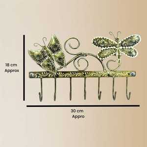 Porte-clés mural décoratif avec 2 motifs de papillons, 7 crochets, élégant organisateur mural pour les entrées de maison, les bureaux et la décoration de Diwali - Product Image 5