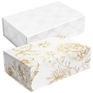 Papier en tissu de lin aggloméré recyclé avec boîtier magnétique Coffrets cadeaux robustes éco-réutilisables Boîte cadeau décorative de qualité supérieure