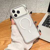Étui de téléphone transparent avec paillettes, chargement sans fil, magnétique, antichoc, pour 18 Pro Max, support d'objectif, étui de protection en PC TPU (8