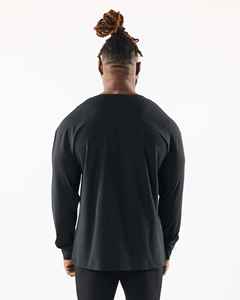 Offre Spéciale nouveau T-shirt à manches longues de haute qualité pour hommes coton uni noir vêtements mode hommes respirant à manches longues T-shirt - Product Image 4