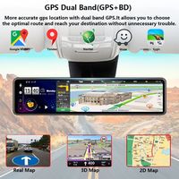 Caméra de tableau de bord DVR de voiture avec écran tactile 12 pouces 4G FHD 2K Android 8.1 ADAS double caméra arrière WiFi GPS Navigation Enregistreur avec câble arrière de 10 m