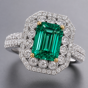 Anello di fidanzamento quadrato con smeraldo di lusso per donna, elegante gioiello da dito - Product Image 5