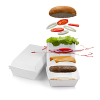 Boîte de hamburger en carton ondulé à emporter de qualité alimentaire jetable personnalisé à prix de gros pour restaurant décontracté rapide