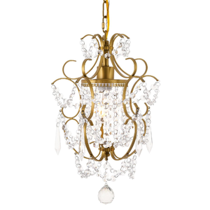 Petit Lustre Doré Suspendu, <span class=keywords><strong>Luminaire</strong></span> <span class=keywords><strong>de</strong></span> Chevet pour <span class=keywords><strong>Dressing</strong></span>, Décoration <span class=keywords><strong>de</strong></span> Chambre, Lustre en Cristal 1 Lumière, Élégant Plafonnier - Product Image 3