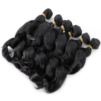 Extensiones de Cabello Sintético Ondulado Profundo Ody Weave, Rizado al Agua, 14 Pulgadas, 300g, 6 Piezas/Set, Paquetes de Cabello Ondulado Ombre para Mujer