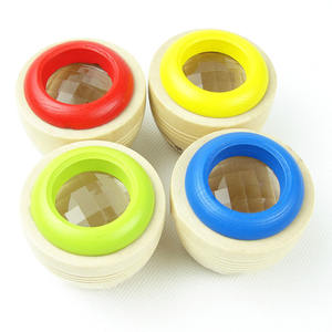 魔法のカラフルな子供用ミニ最高の教育玩具天然木DIY卵形万華鏡メガネ - Product Image 1